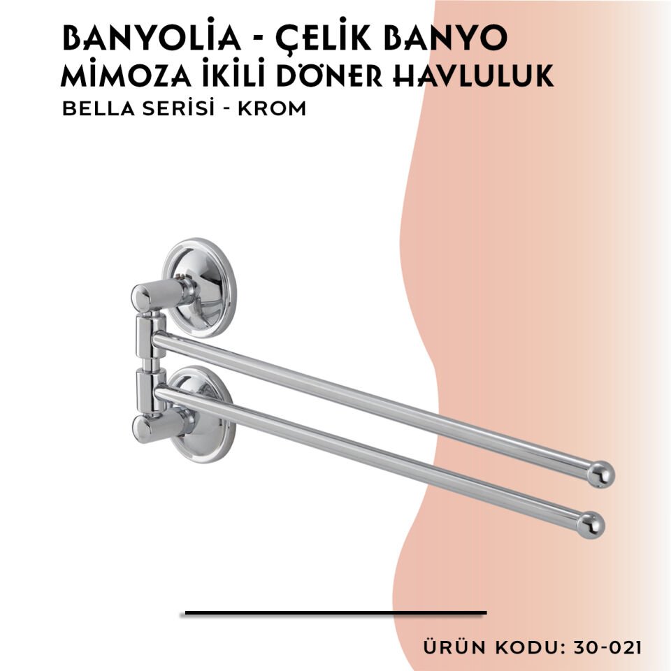 BANYOLİA - Çelik Banyo Bella Mimoza İkili Döner Havluluk  (30-021)
