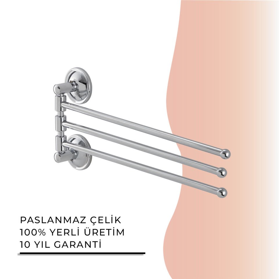 BANYOLİA - Çelik Banyo Bella Mimoza Üçlü Döner Havluluk  (30-022)