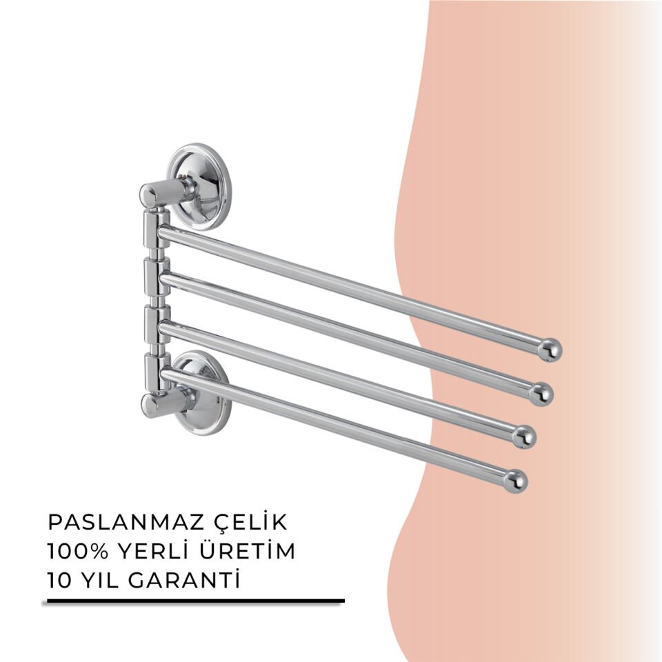 BANYOLİA - Çelik Banyo Bella Mimoza Dörtlü Döner Havluluk  (30-023)