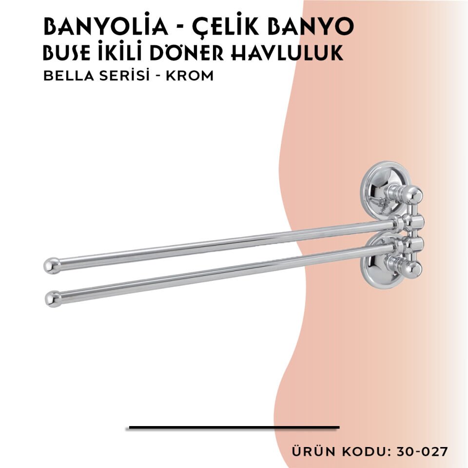 BANYOLİA - Çelik Banyo Bella Buse İkili Döner Havluluk  (30-027)