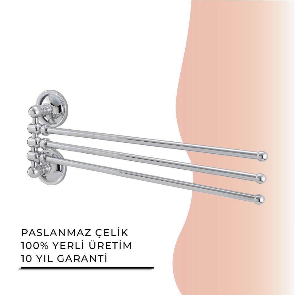 BANYOLİA - Çelik Banyo Bella Buse Üçlü Döner Havluluk  (30-028)