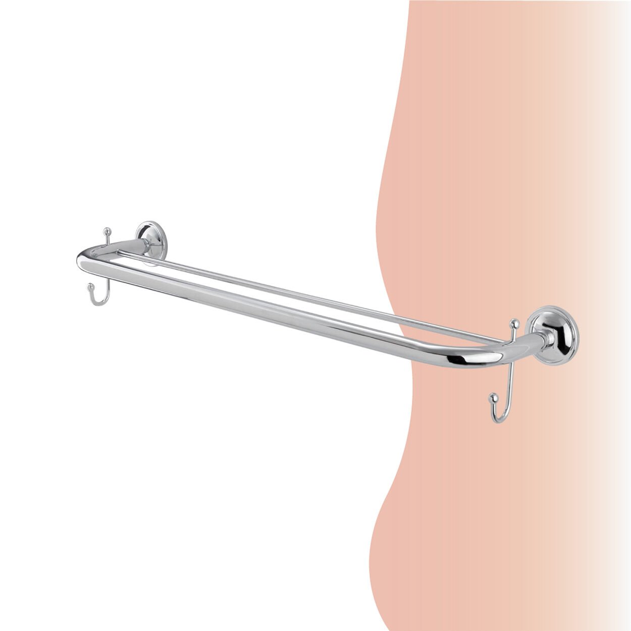 BANYOLİA - Çelik Banyo Bella İkili Uzun Kancalı Havluluk 50cm (30-048)