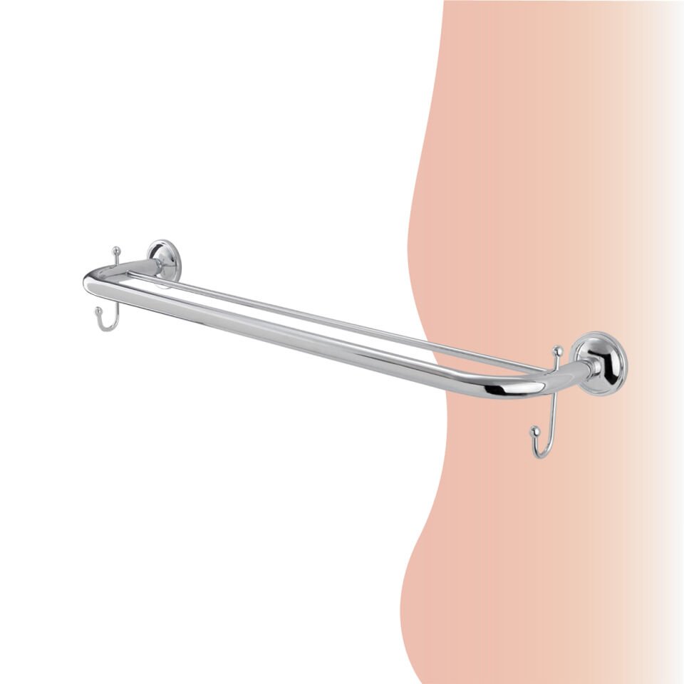 BANYOLİA - Çelik Banyo Bella İkili Uzun Kancalı Havluluk 50cm (30-048)