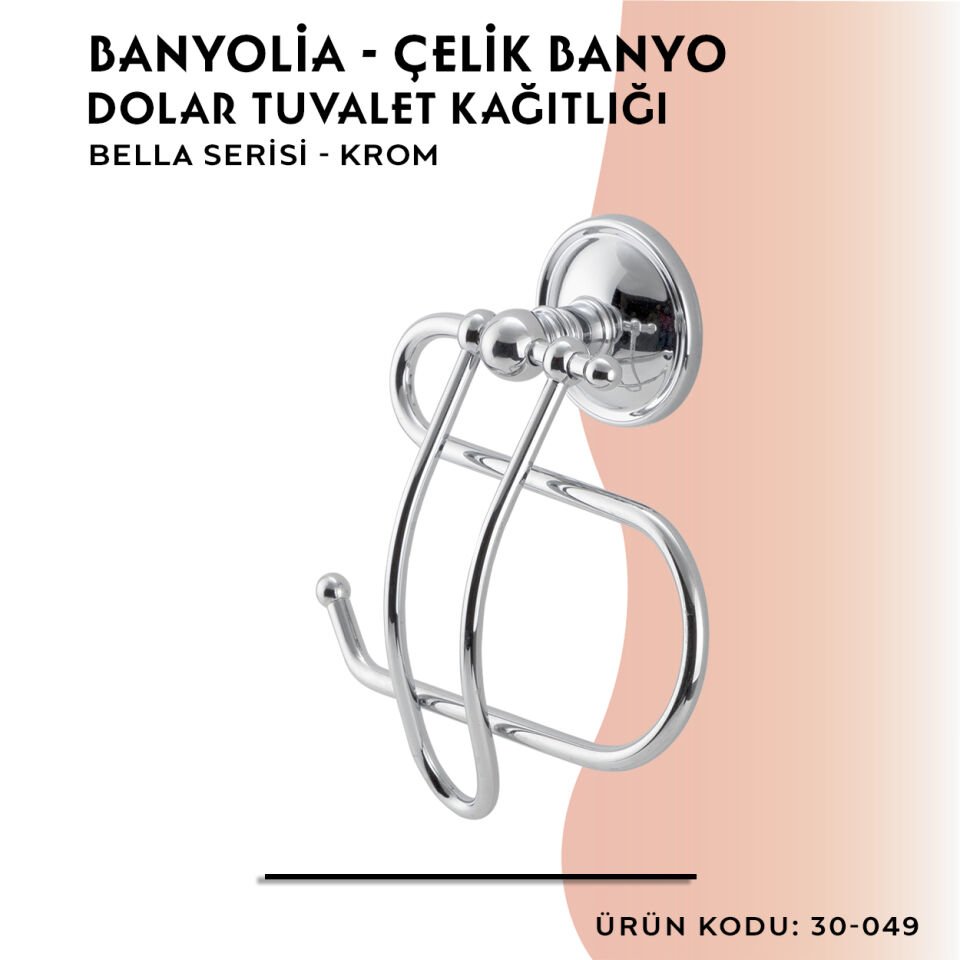 BANYOLİA - Çelik Banyo Bella Dolar Tuvalet Kâğıtlığı (30-049)