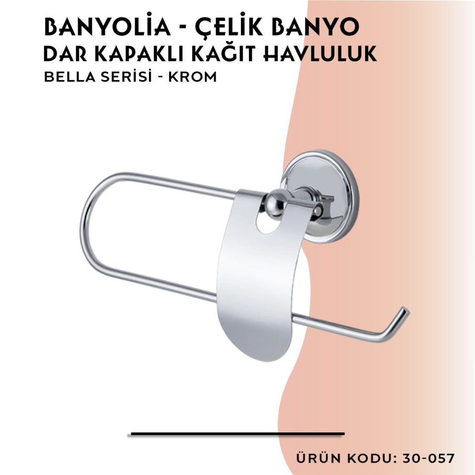 BANYOLİA - Çelik Banyo Bella Dar Kapaklı Kâğıt Havluluk (30-057)