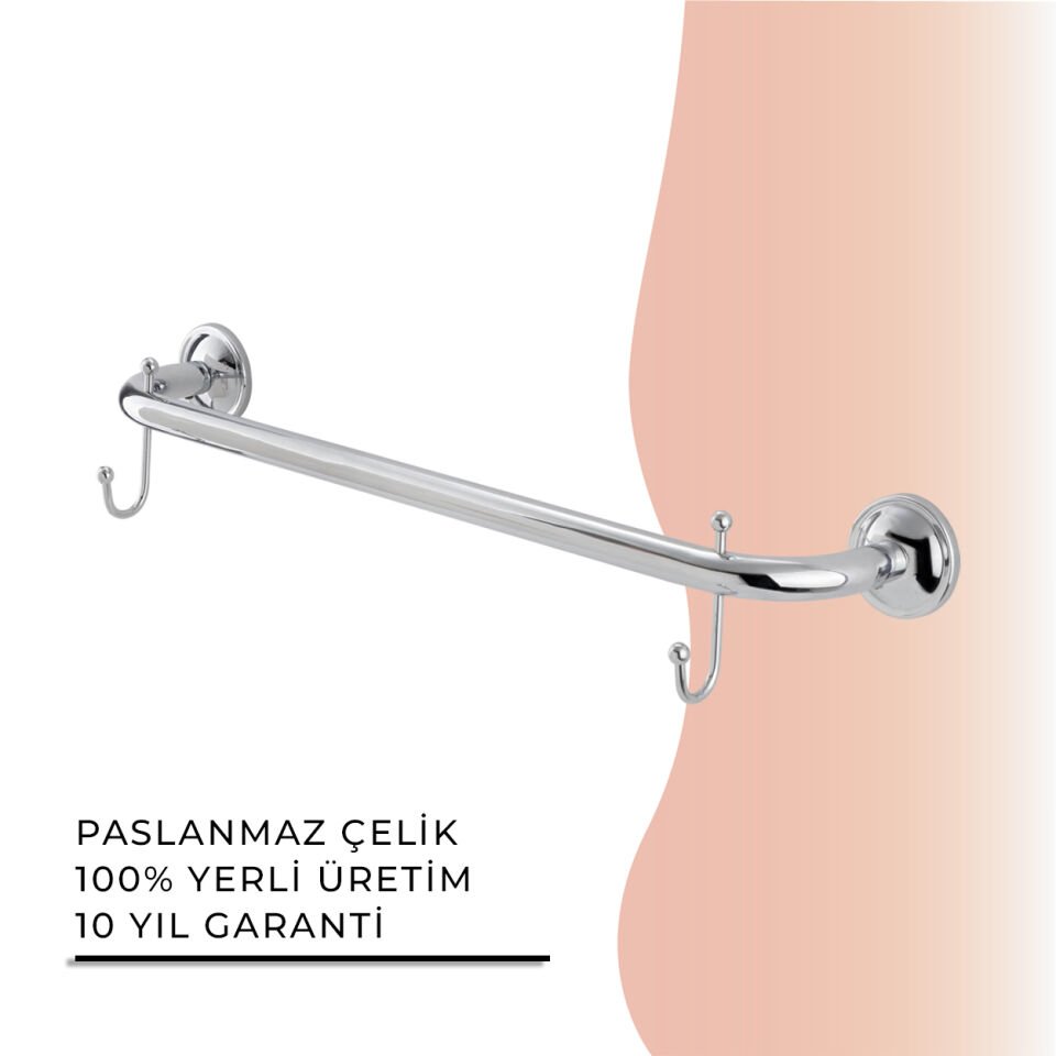 BANYOLİA - Çelik Banyo Bella Uzun Havluluk Çift Kancalı 60cm (30-089)