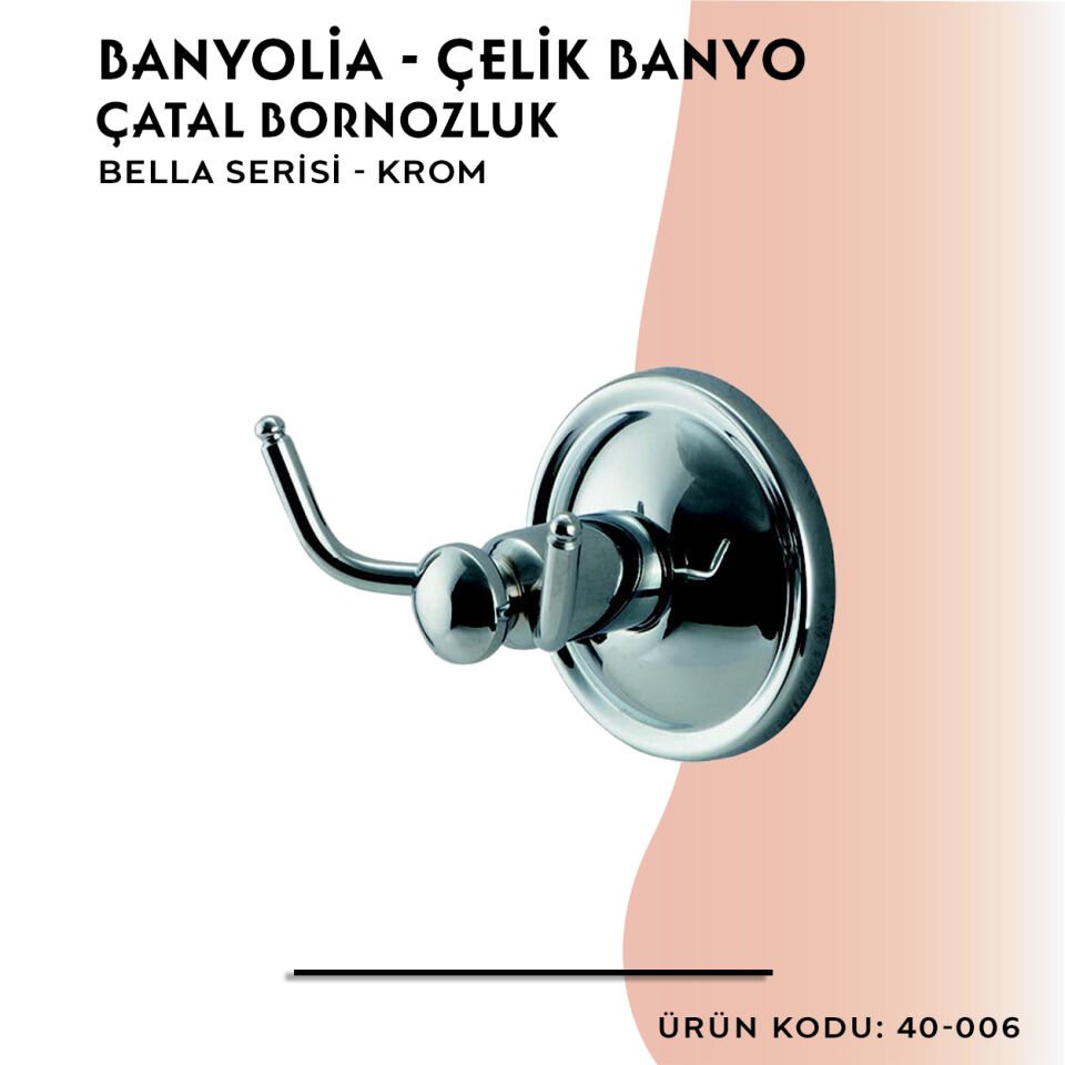 BANYOLİA - Çelik Banyo Bella Çatal Bornozluk (40-006)