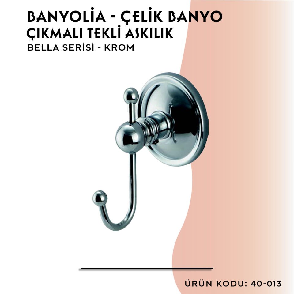 BANYOLİA - Çelik Banyo Bella Çıkmalı Tekli Askılık (40-013)