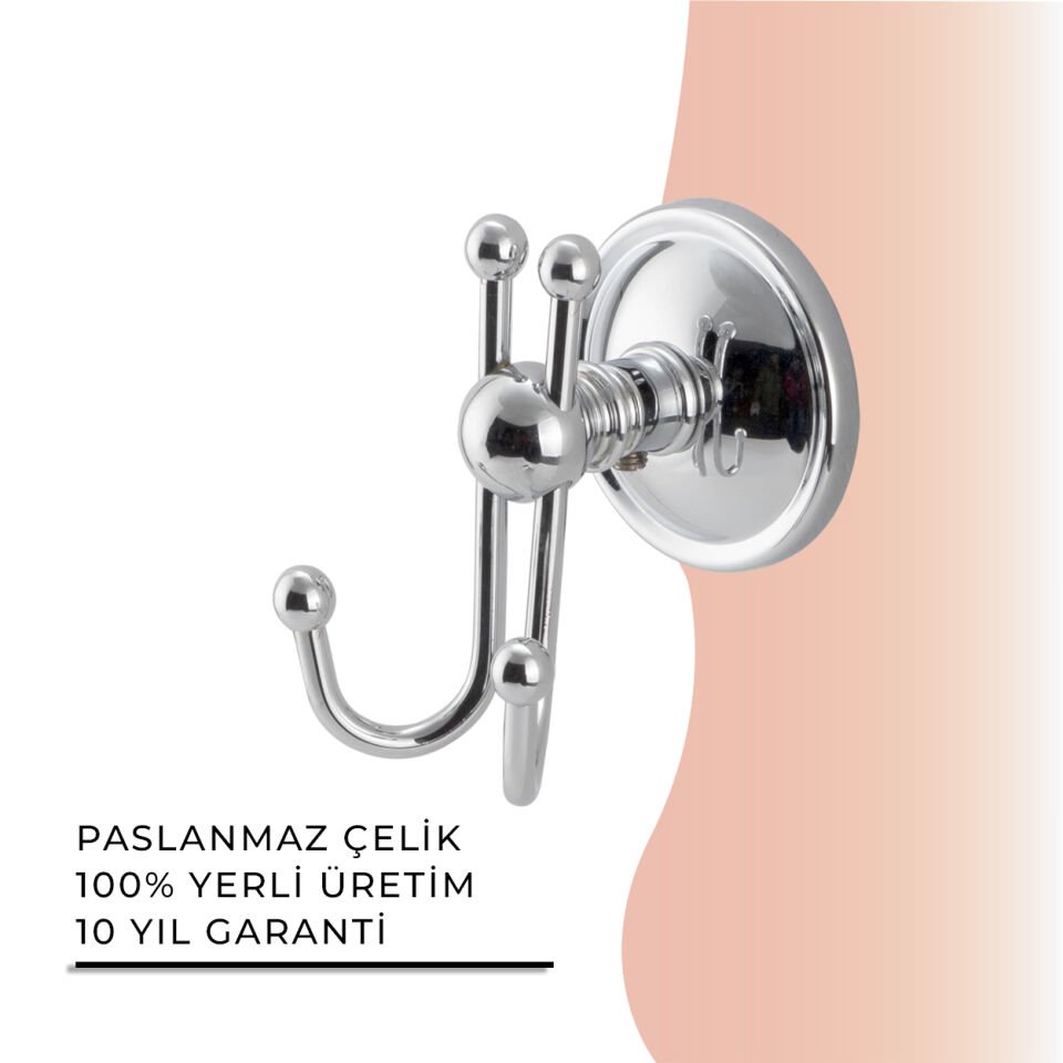 BANYOLİA - Çelik Banyo Bella Çıkmalı Çiftli Askılık (40-014)