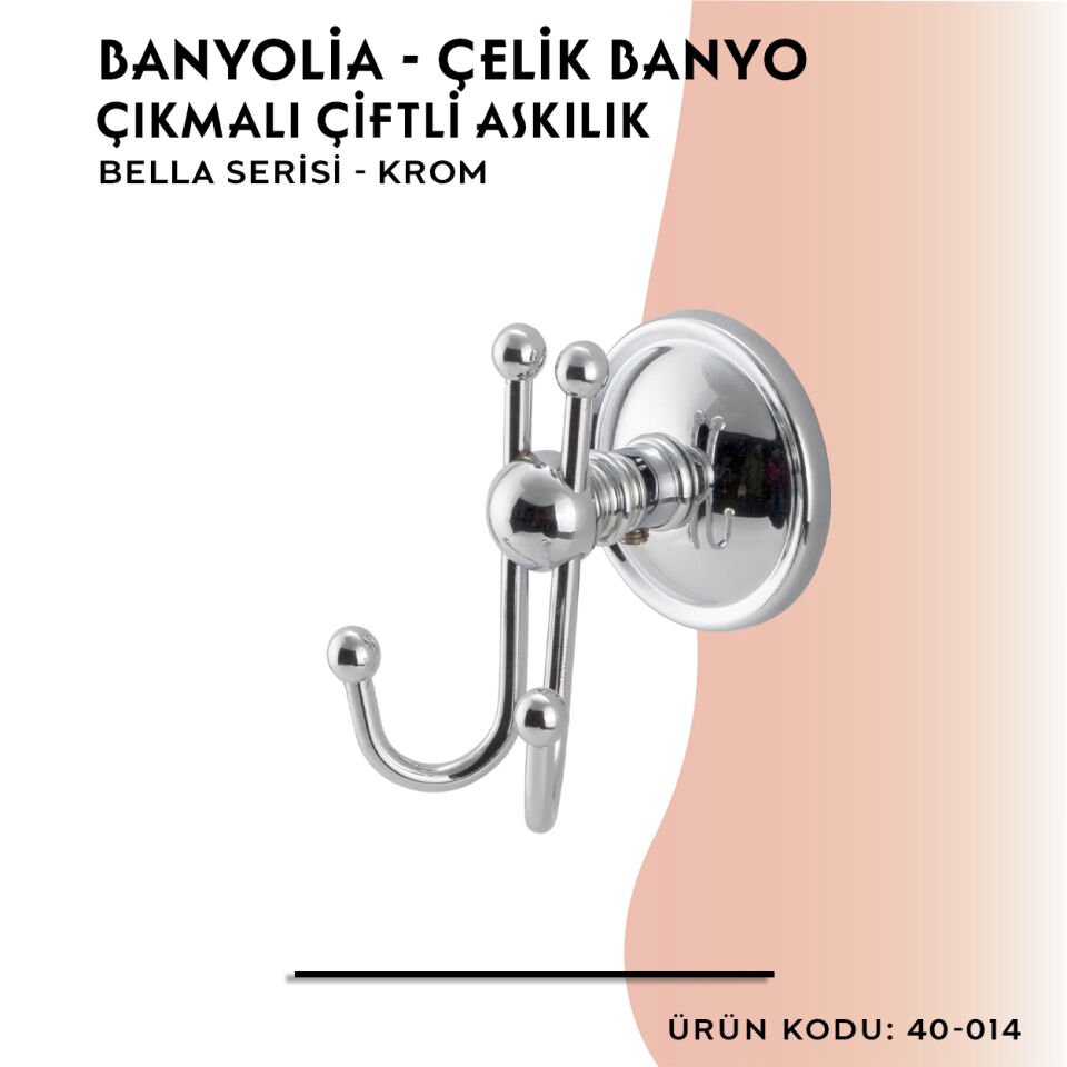 BANYOLİA - Çelik Banyo Bella Çıkmalı Çiftli Askılık (40-014)