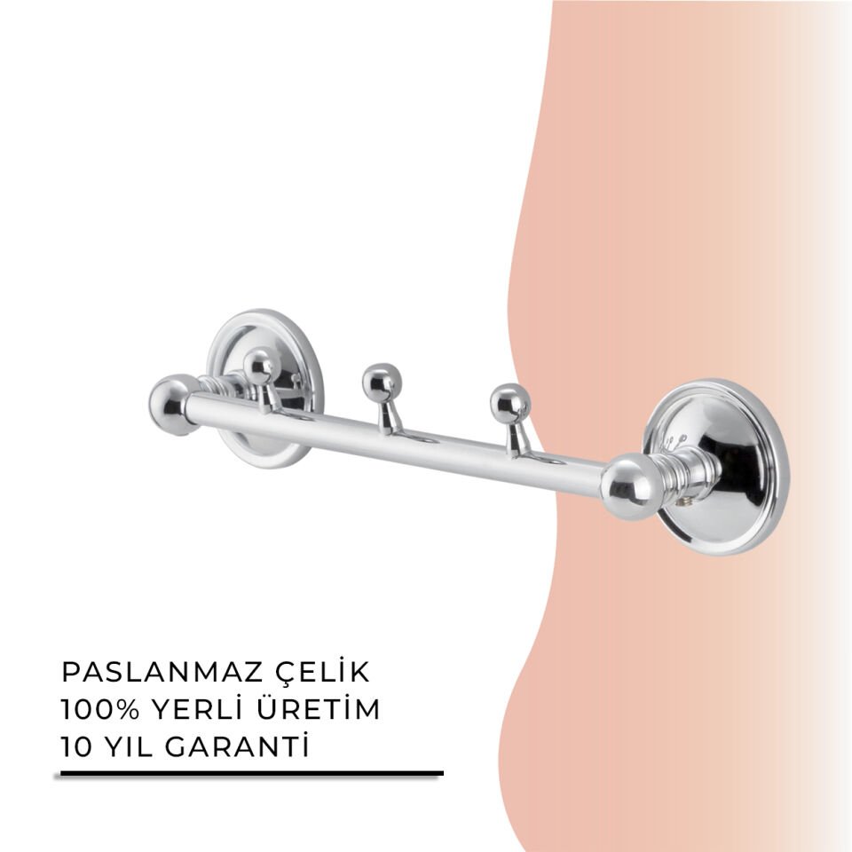 BANYOLİA - Çelik Banyo Bella Boncuk Üçlü Askılık (40-022)