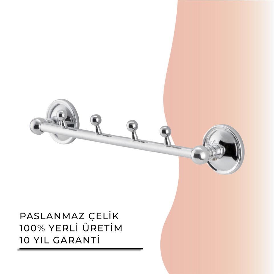 BANYOLİA - Çelik Banyo Bella Boncuk Dörtlü Askılık (40-023)