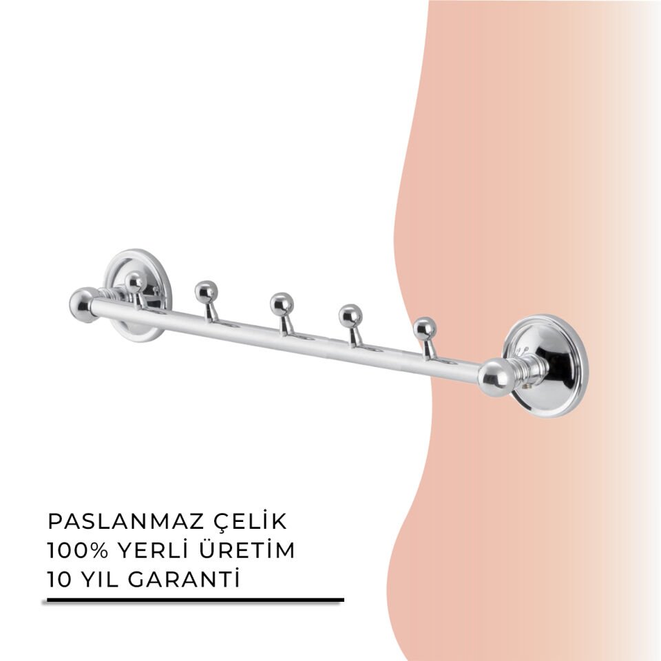 BANYOLİA - Çelik Banyo Bella Boncuk Beşli Askılık (40-024)