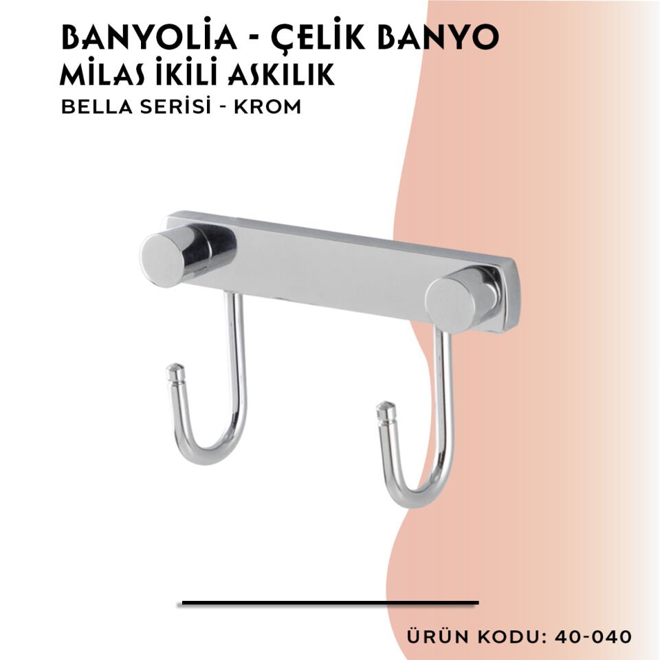 BANYOLİA - Çelik Banyo Bella Milas İkili Askılık (40-040)