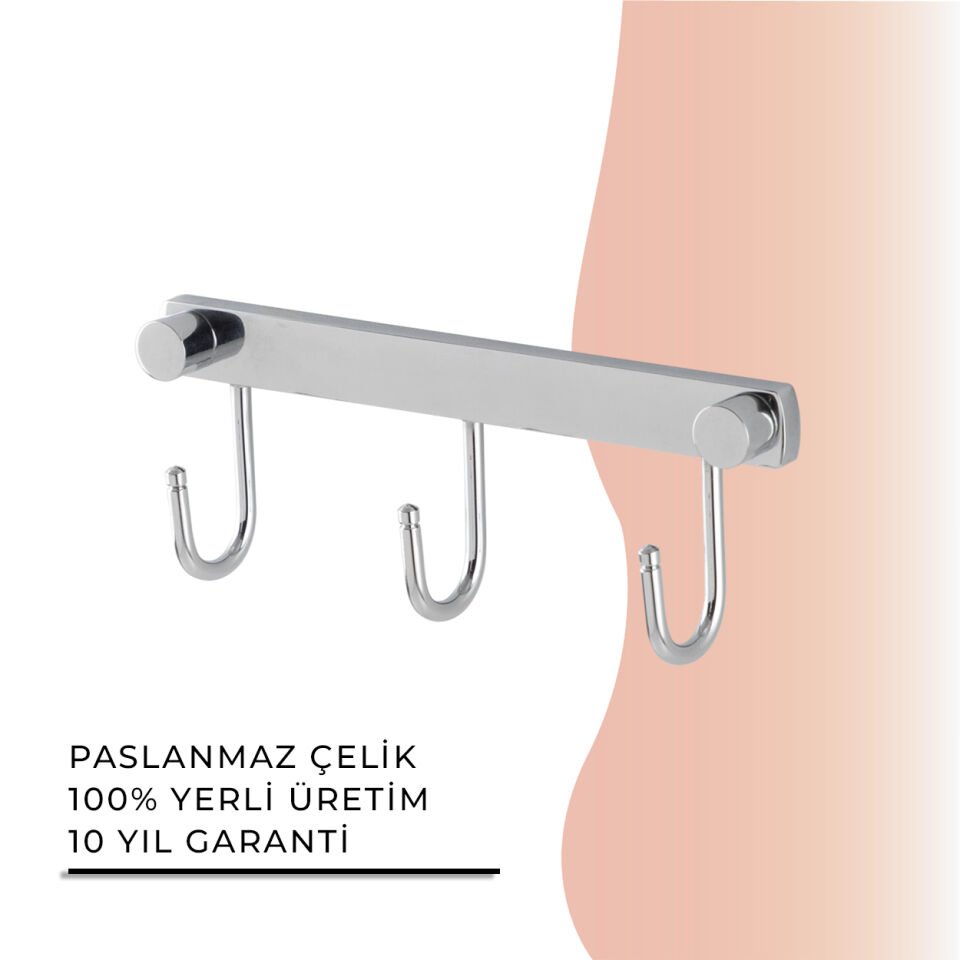 BANYOLİA - Çelik Banyo Bella Milas Üçlü Askılık (40-041)
