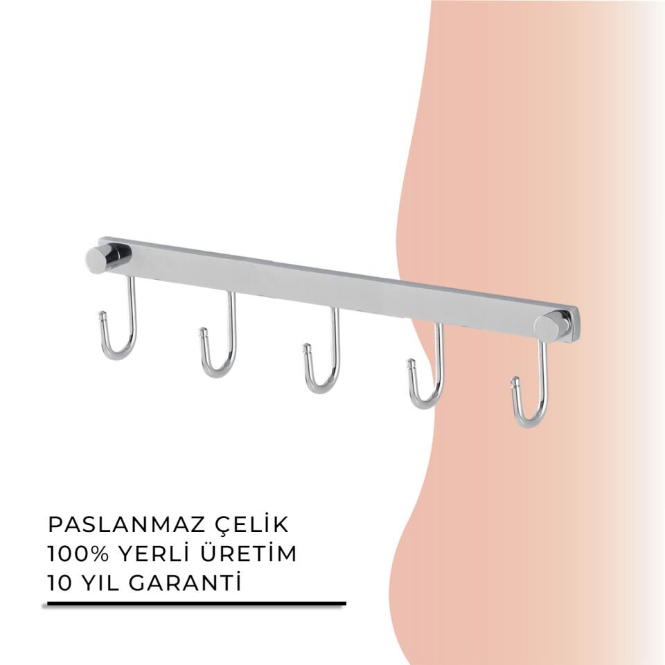 BANYOLİA - Çelik Banyo Bella Milas Beşli Askılık (40-043)