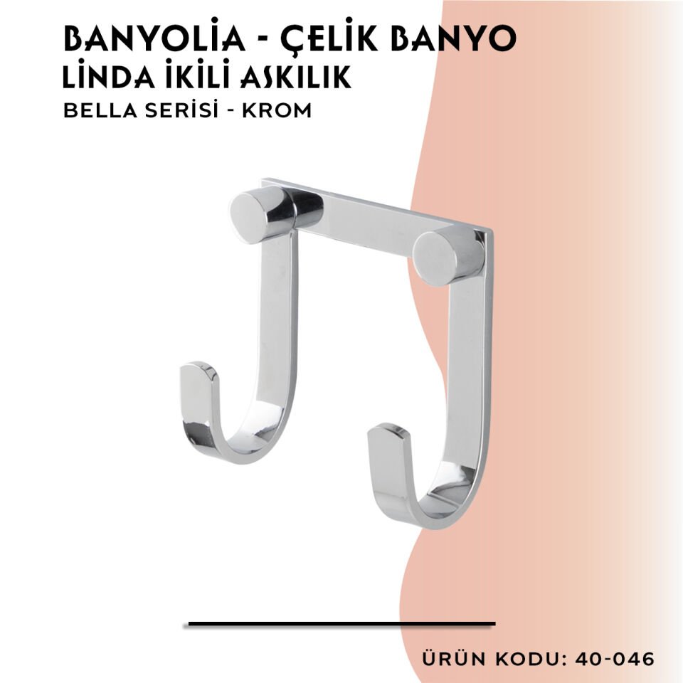 BANYOLİA - Çelik Banyo Bella Linda İkili Askılık (40-046)