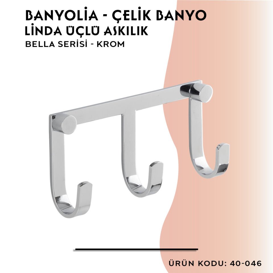 BANYOLİA - Çelik Banyo Bella Linda Üçlü Askılık (40-047)