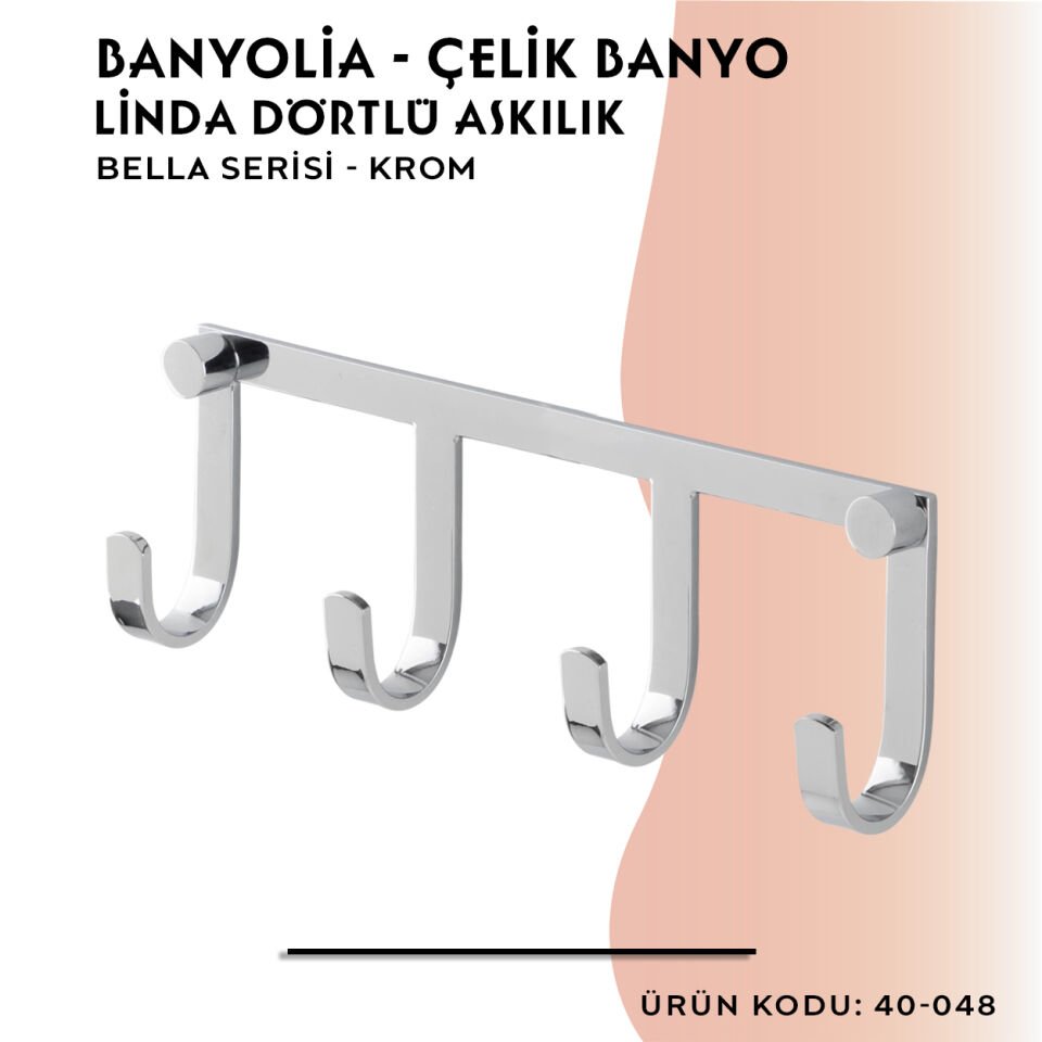 BANYOLİA - Çelik Banyo Bella Linda Dörtlü Askılık (40-048)