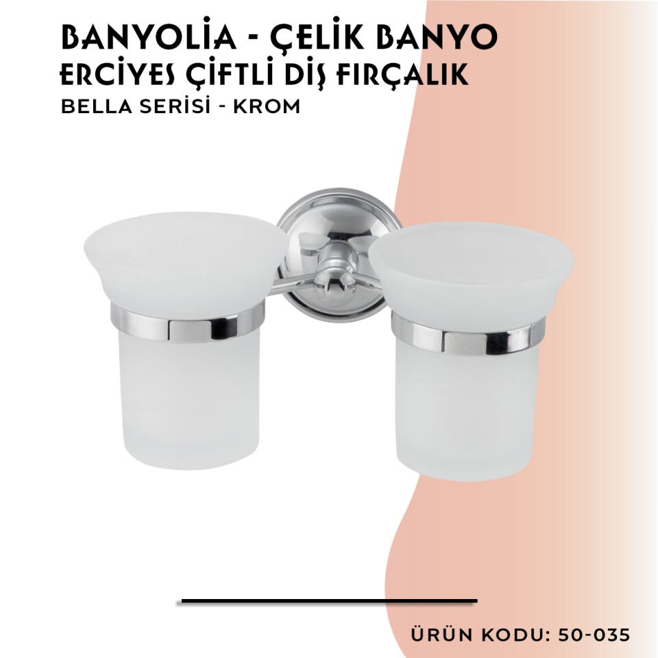 BANYOLİA - Çelik Banyo Bella Erciyes Çiftli Diş Fırçalık (50-035)