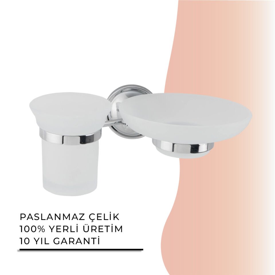 BANYOLİA - Çelik Banyo Bella Erciyes Sabunluk Diş Fırçalık (50-073)