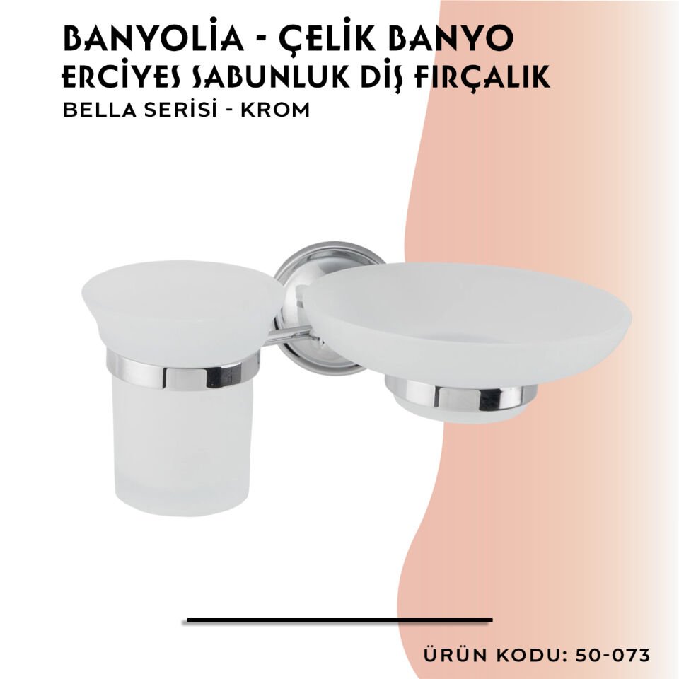 BANYOLİA - Çelik Banyo Bella Erciyes Sabunluk Diş Fırçalık (50-073)