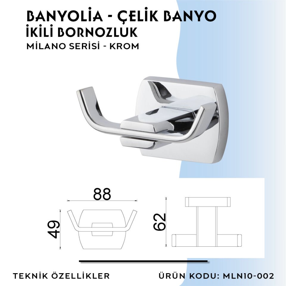 BANYOLİA - Çelik Banyo Milano Bornozluk Çiftli (MLN10-002)