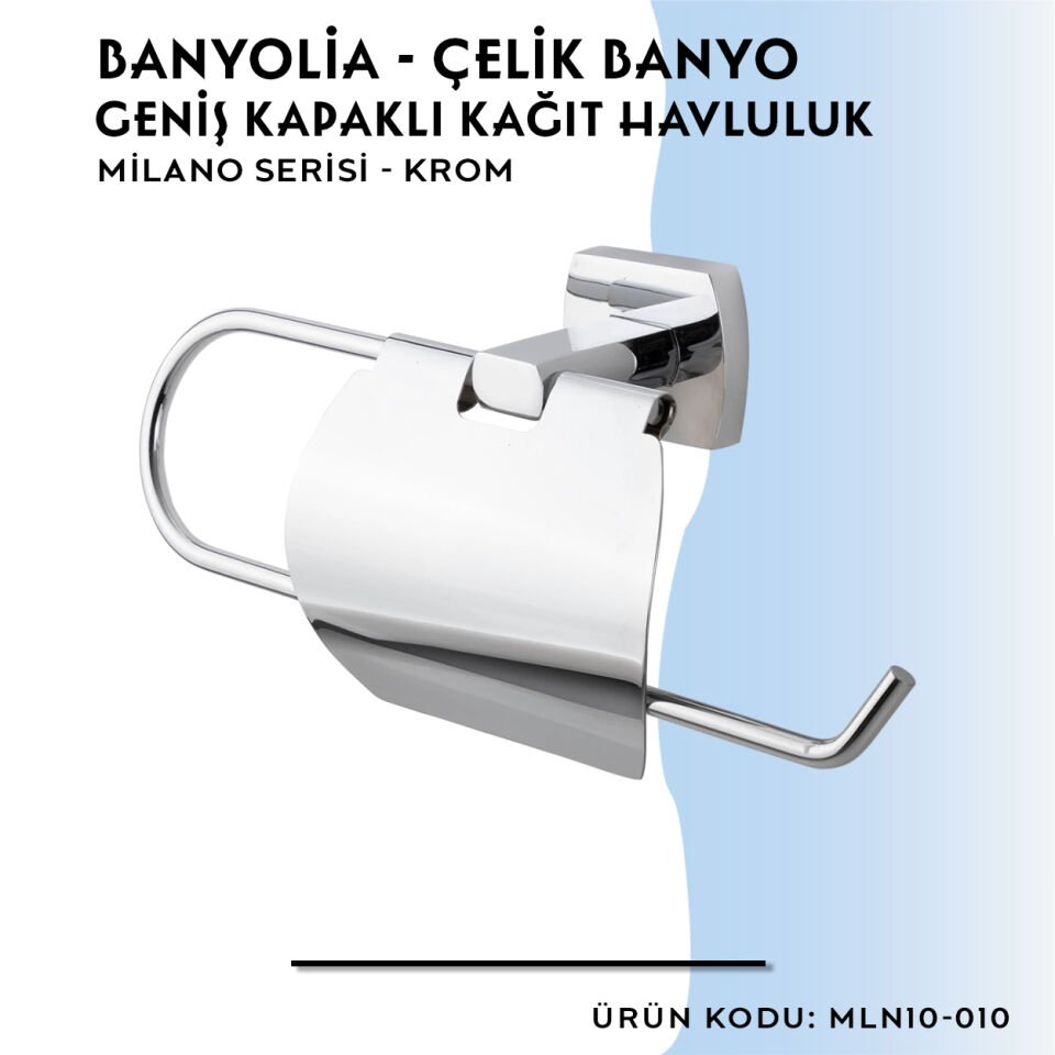 BANYOLİA - Çelik Banyo Milano Geniş Kapaklı Kağıt Havluluk (MLN10-010)