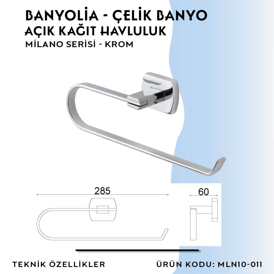BANYOLİA - Çelik Banyo Milano Açık Kağıt Havluluk (MLN10-011)