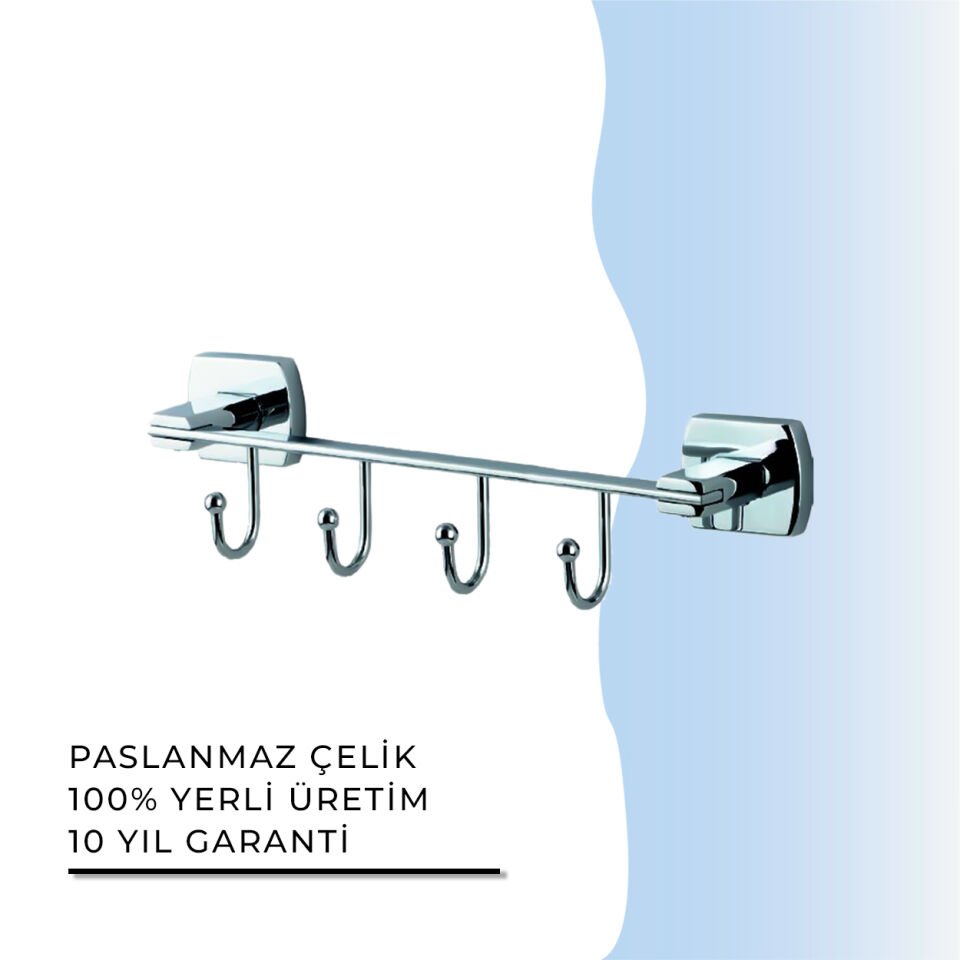 BANYOLİA - Çelik Banyo Milano Dörtlü Askılık (MLN10-013)