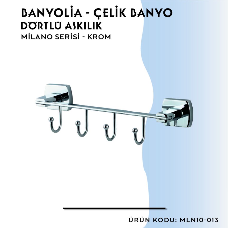 BANYOLİA - Çelik Banyo Milano Dörtlü Askılık (MLN10-013)