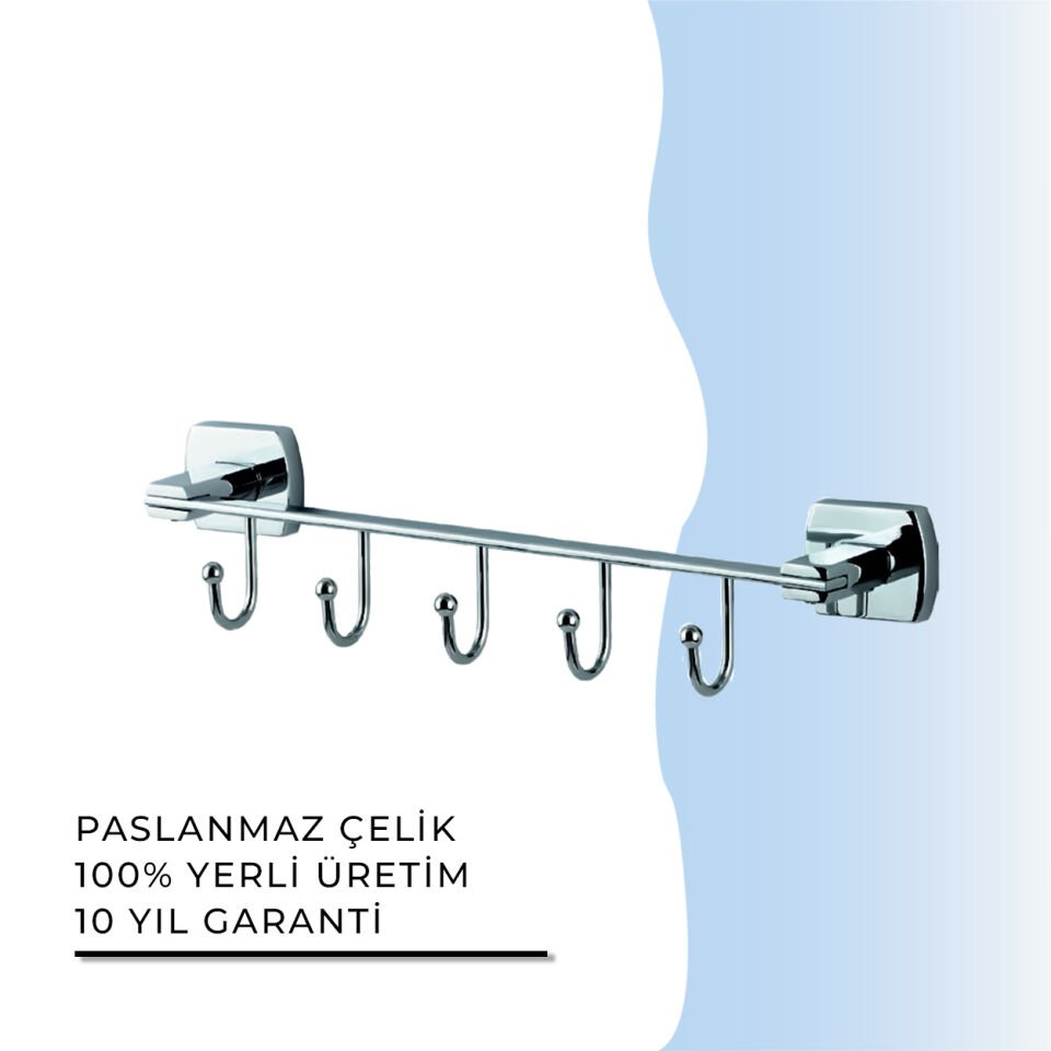 BANYOLİA - Çelik Banyo Milano Beşli Askılık (MLN10-014)