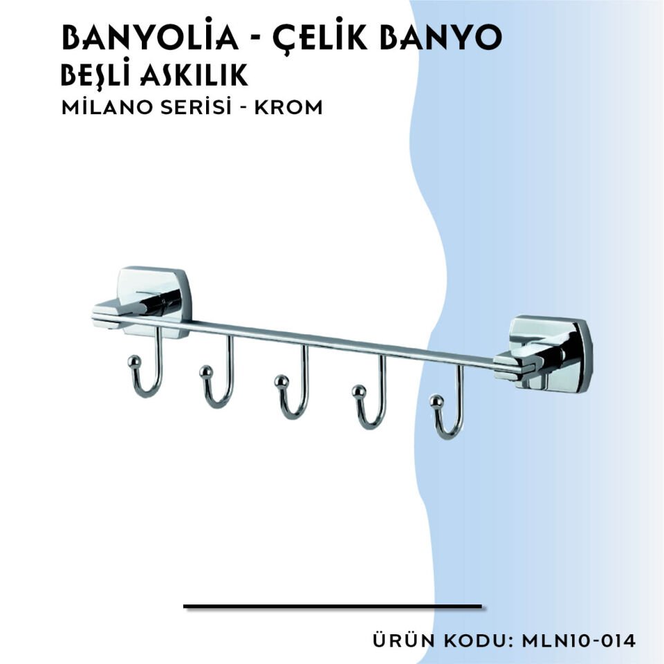 BANYOLİA - Çelik Banyo Milano Beşli Askılık (MLN10-014)