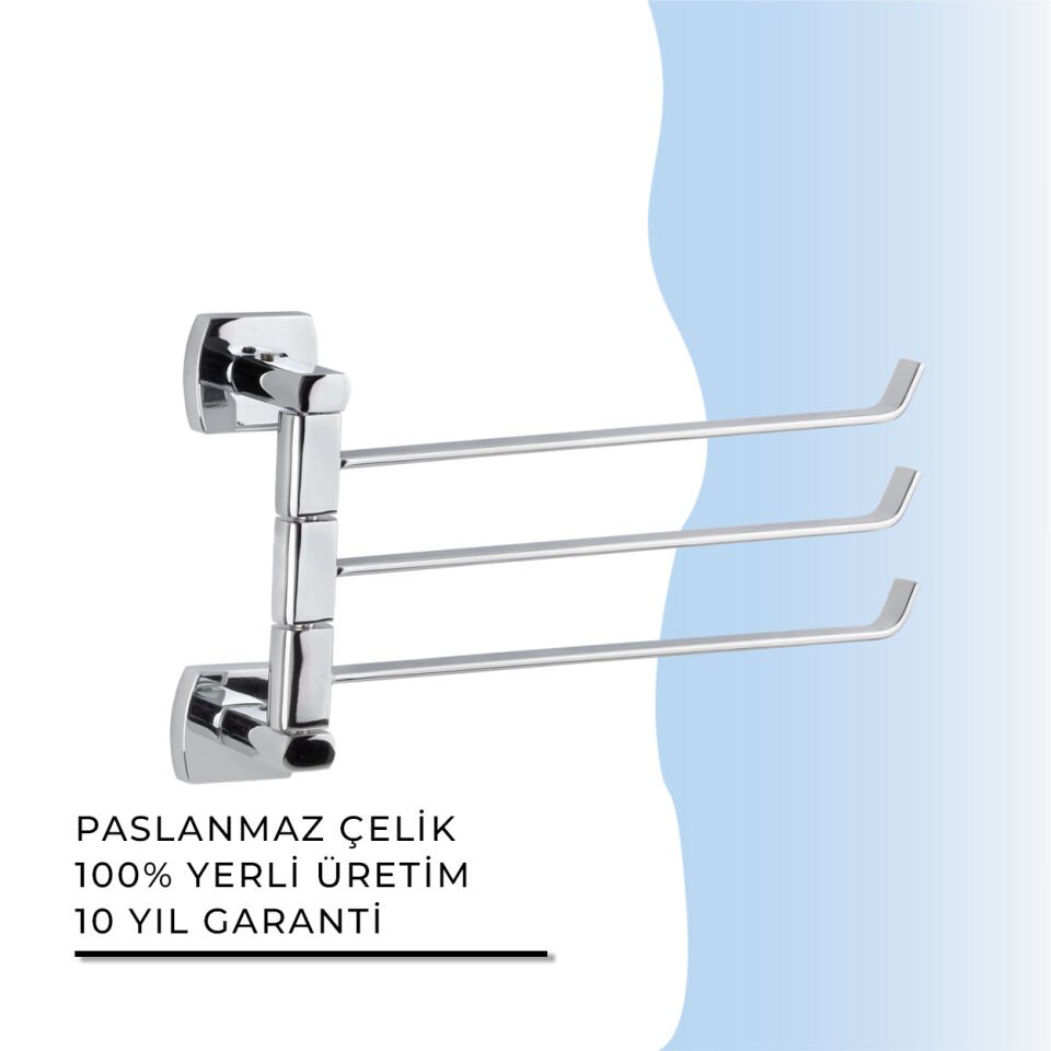 BANYOLİA - Çelik Banyo Milano Üçlü Döner Havluluk (MLN10-018)
