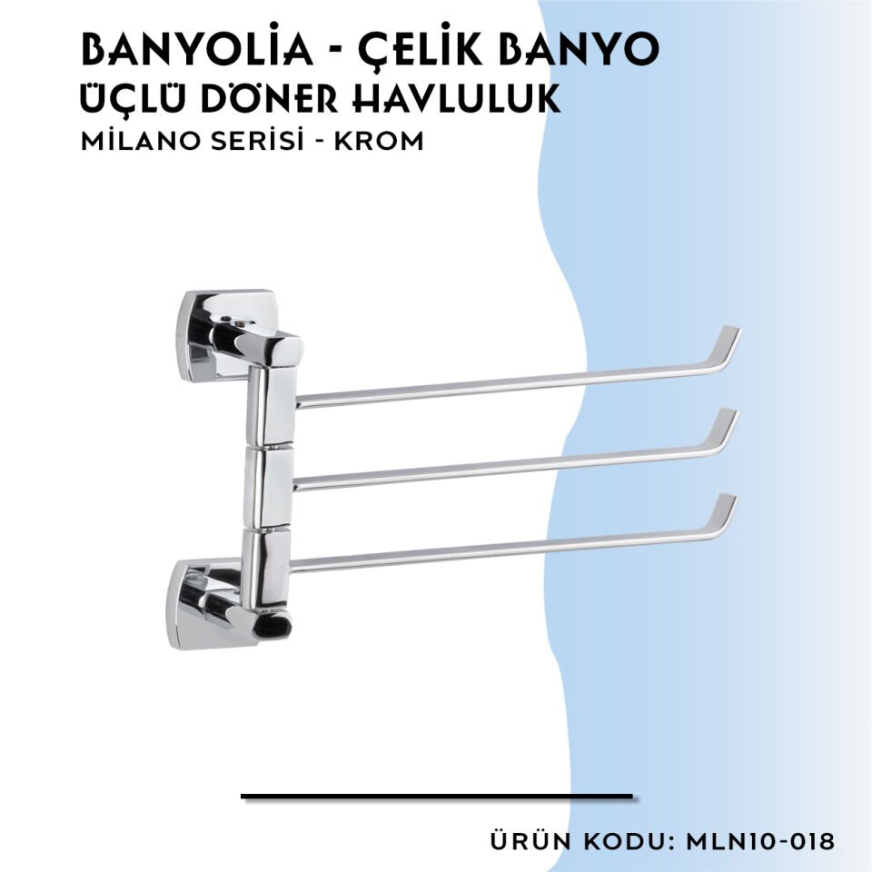 BANYOLİA - Çelik Banyo Milano Üçlü Döner Havluluk (MLN10-018)