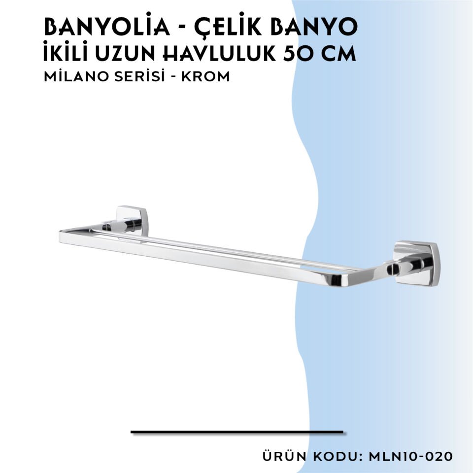 BANYOLİA - Çelik Banyo Milano İkili Uzun Havluluk 50cm (MLN10-020)