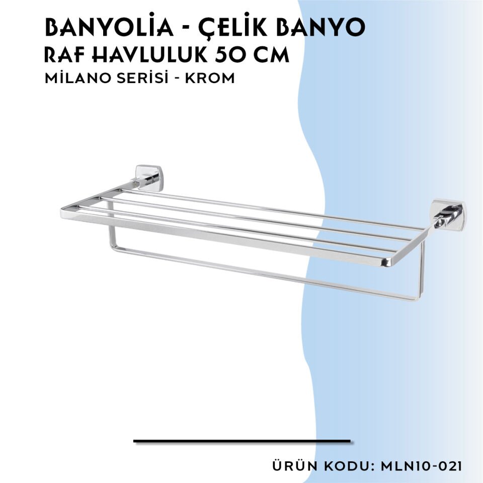 BANYOLİA - Çelik Banyo Milano Raf Havluluk 50cm (MLN10-021)