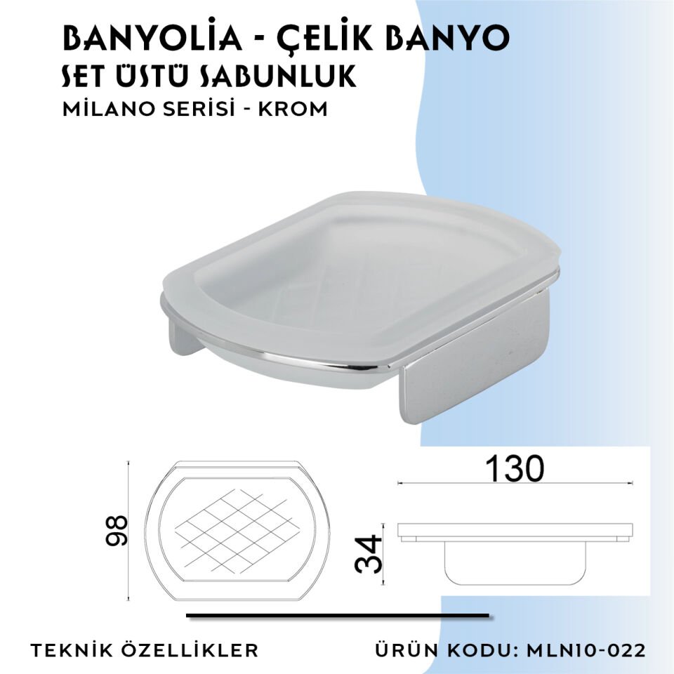 BANYOLİA - Çelik Banyo Milano Set Üstü Sabunluk (MLN10-022)