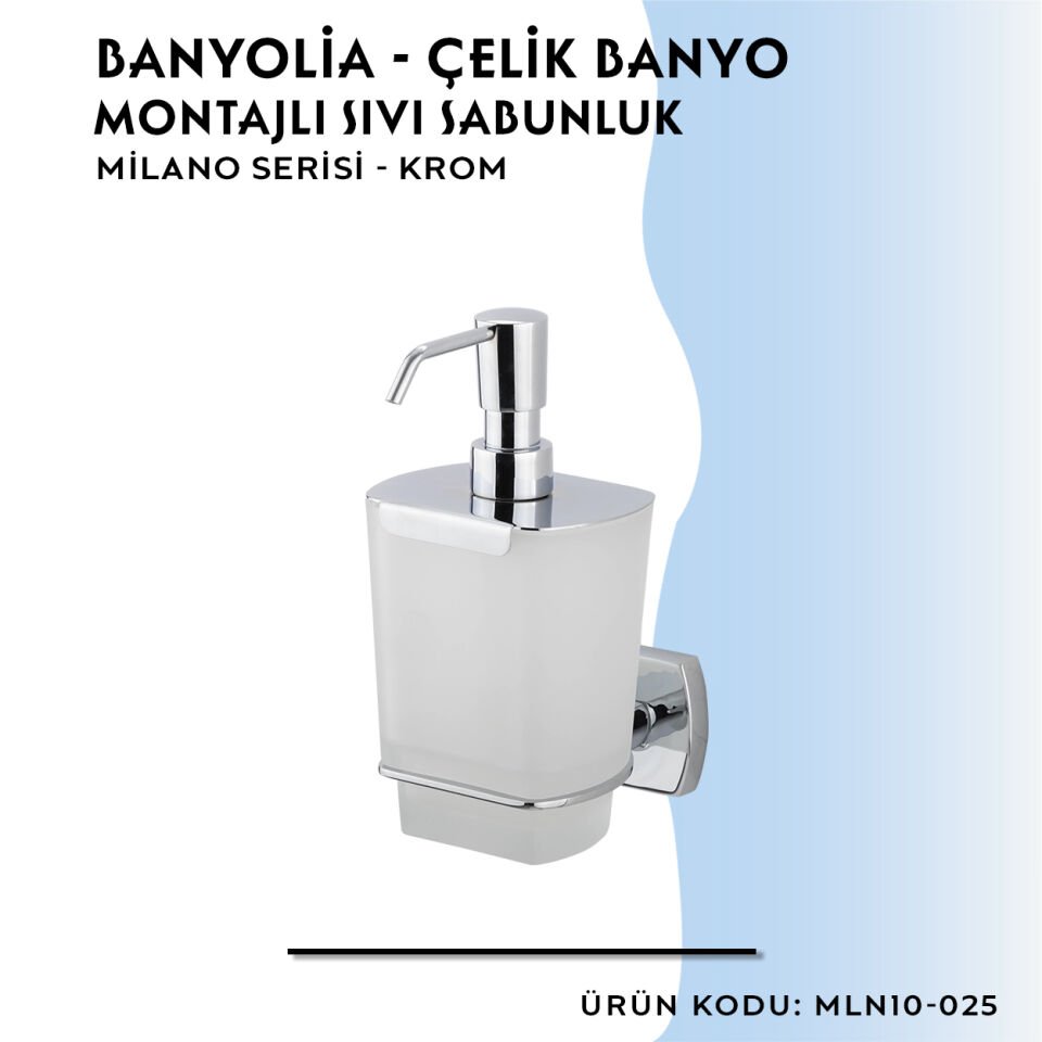 BANYOLİA - Çelik Banyo Milano Montajlı Sıvı Sabunluk (MLN10-025)