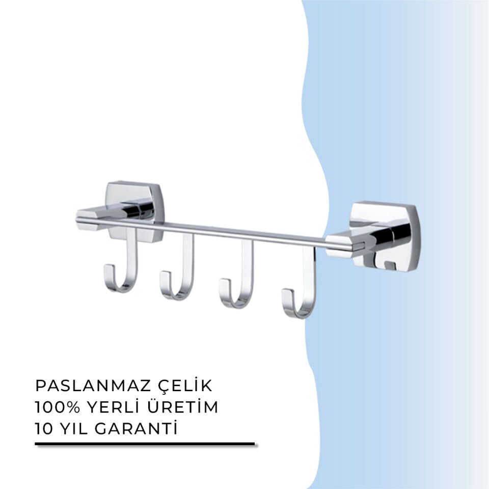 BANYOLİA - Çelik Banyo Milano Dörtlü Askılık (MLN10-037)