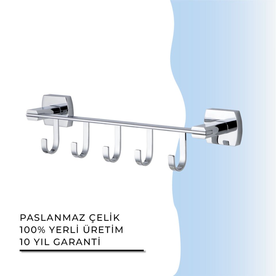 BANYOLİA - Çelik Banyo Milano Beşli Askılık (MLN10-038)