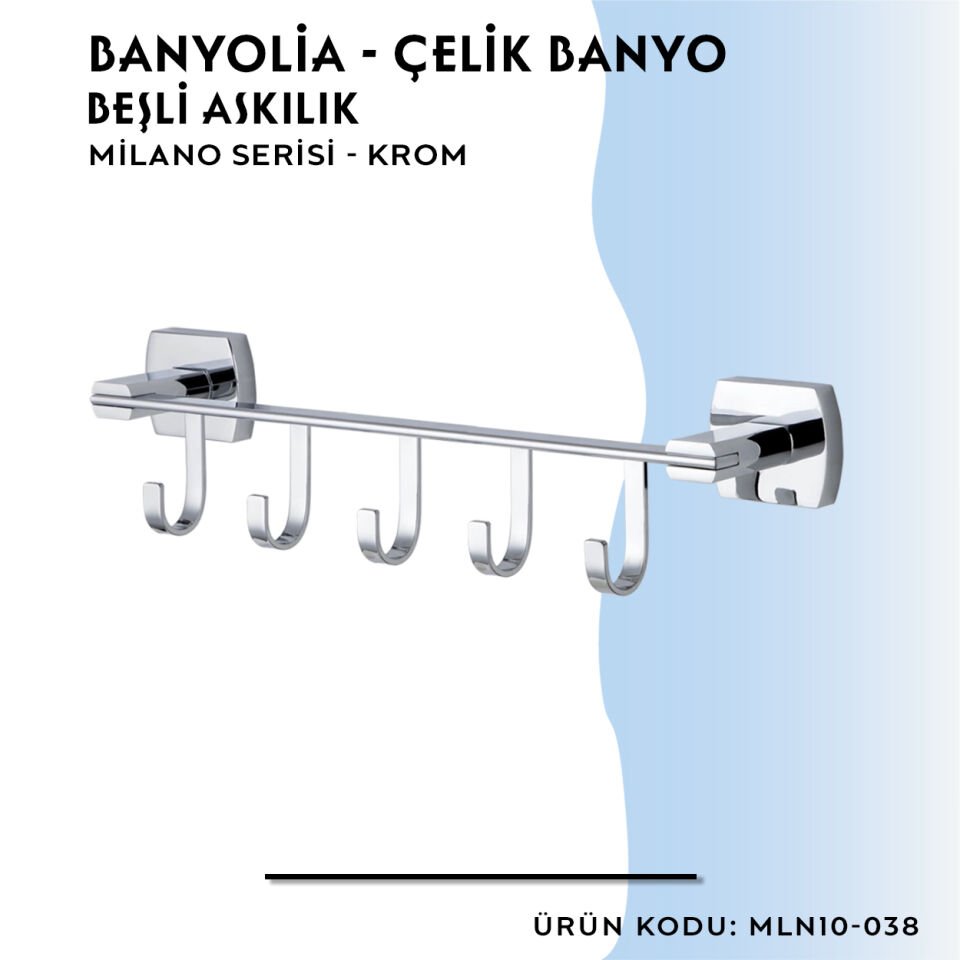 BANYOLİA - Çelik Banyo Milano Beşli Askılık (MLN10-038)