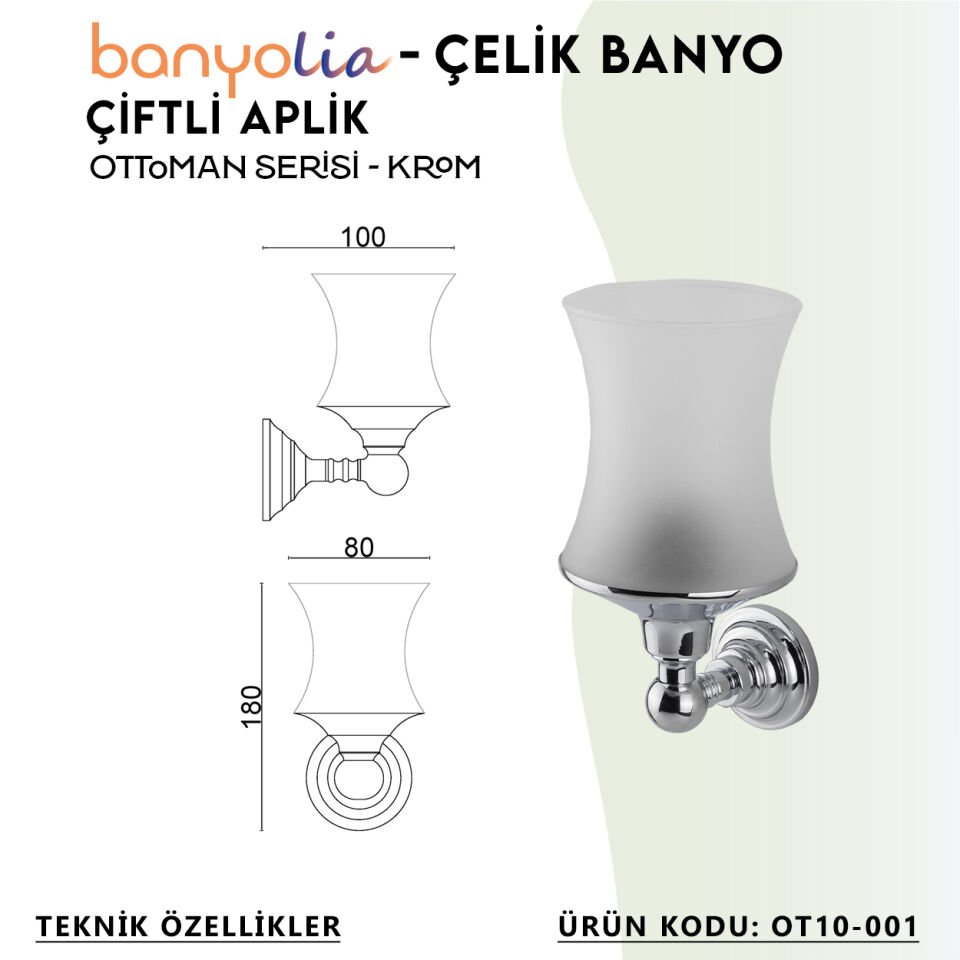 BANYOLİA - Çelik Banyo Ottoman Çift Aplik (OT10-001)