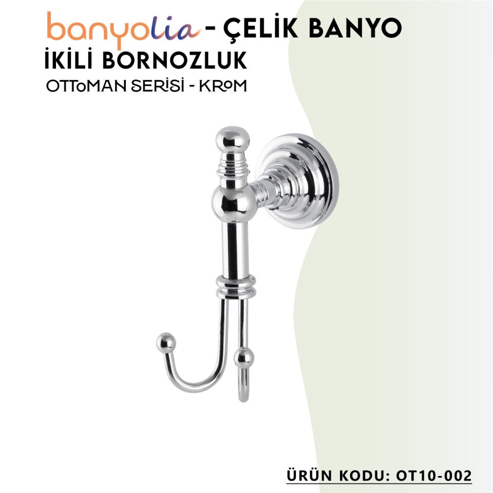 BANYOLİA - Çelik Banyo Ottoman Bornozluk Çiftli (OT10-002)