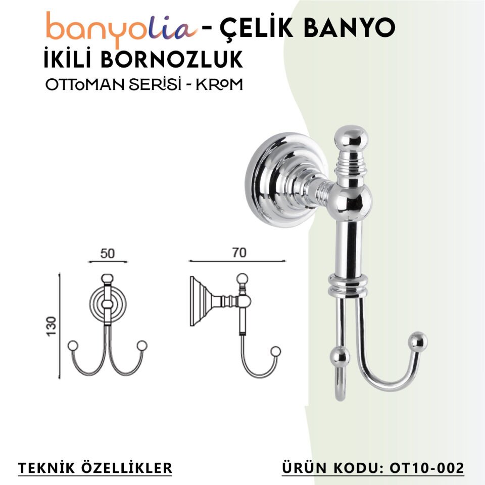 BANYOLİA - Çelik Banyo Ottoman Bornozluk Çiftli (OT10-002)
