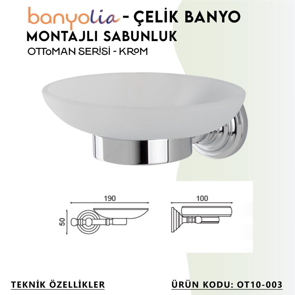 BANYOLİA - Çelik Banyo Ottoman Montajlı Sabunluk (OT10-003)