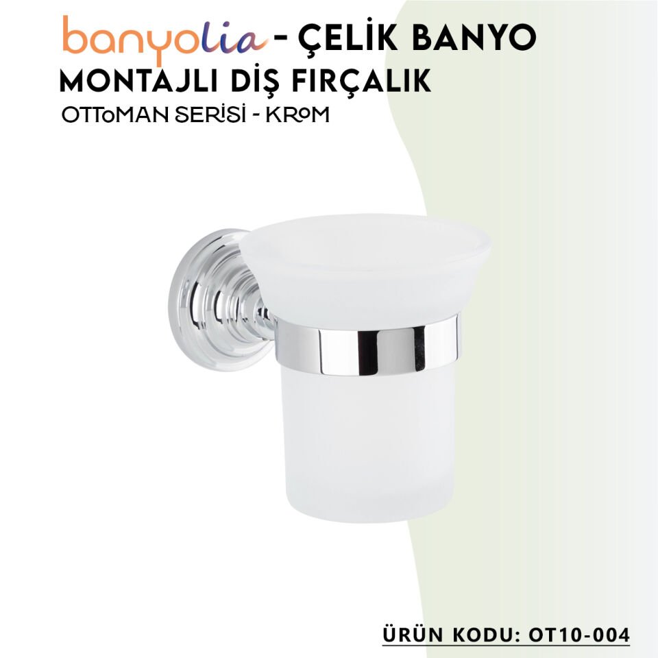 BANYOLİA - Çelik Banyo Ottoman Montajlı Diş Fırçalık (OT10-004)