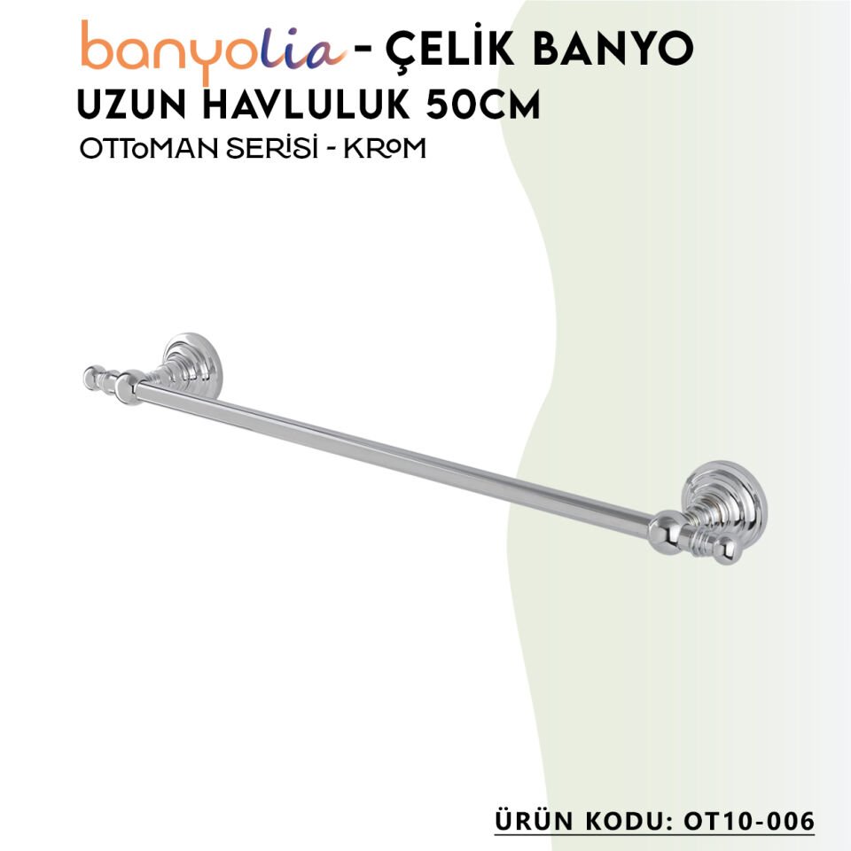 BANYOLİA - Çelik Banyo Ottoman Uzun Havluluk 50cm (OT10-006)