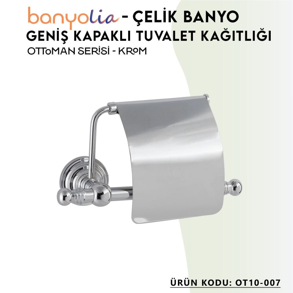 BANYOLİA - Çelik Banyo Ottoman Geniş Kapaklı Tuvalet Kâğıtlığı (OT10-007)