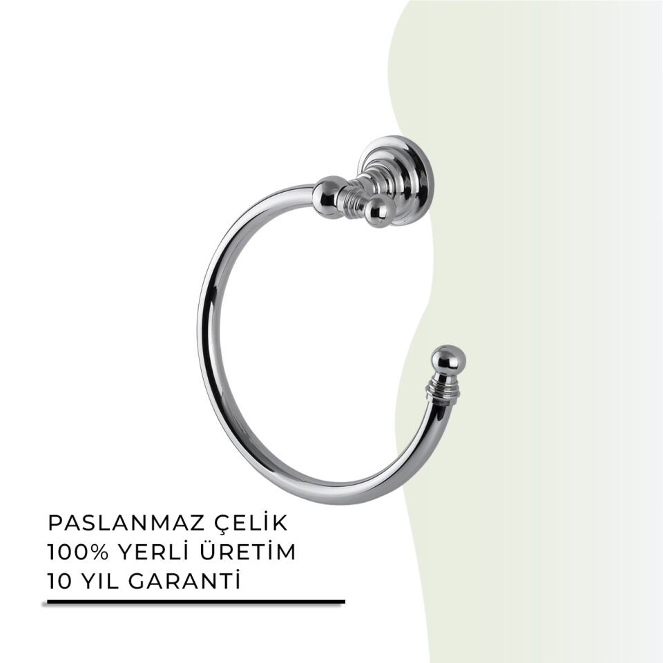BANYOLİA - Çelik Banyo Ottoman Yuvarlak Havluluk (OT10-008)